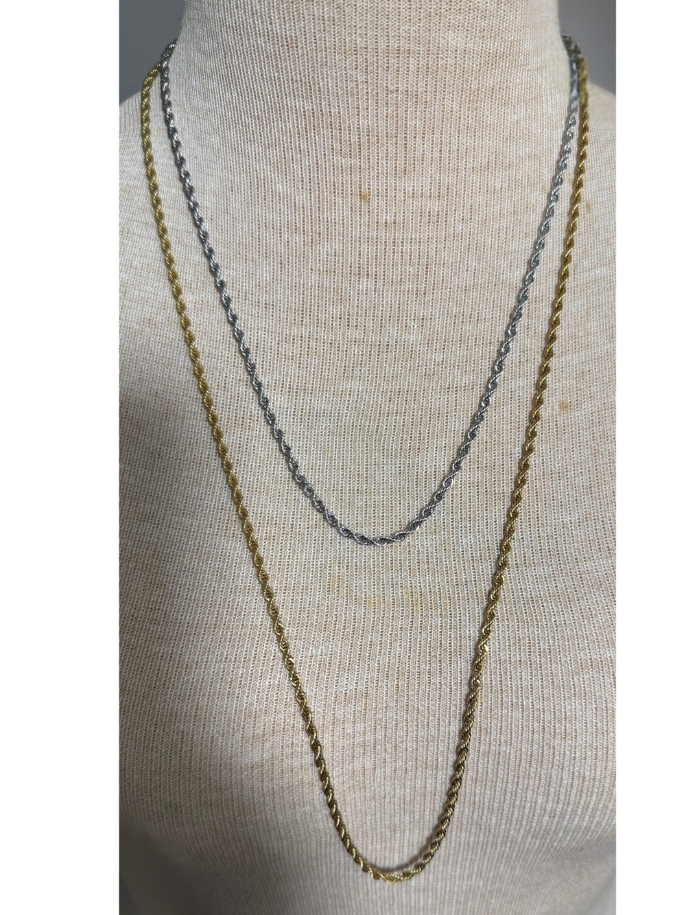 Gold-Toned and Silver-Toned  Rope Chain Necklace Bundle - Fashion Jewelry